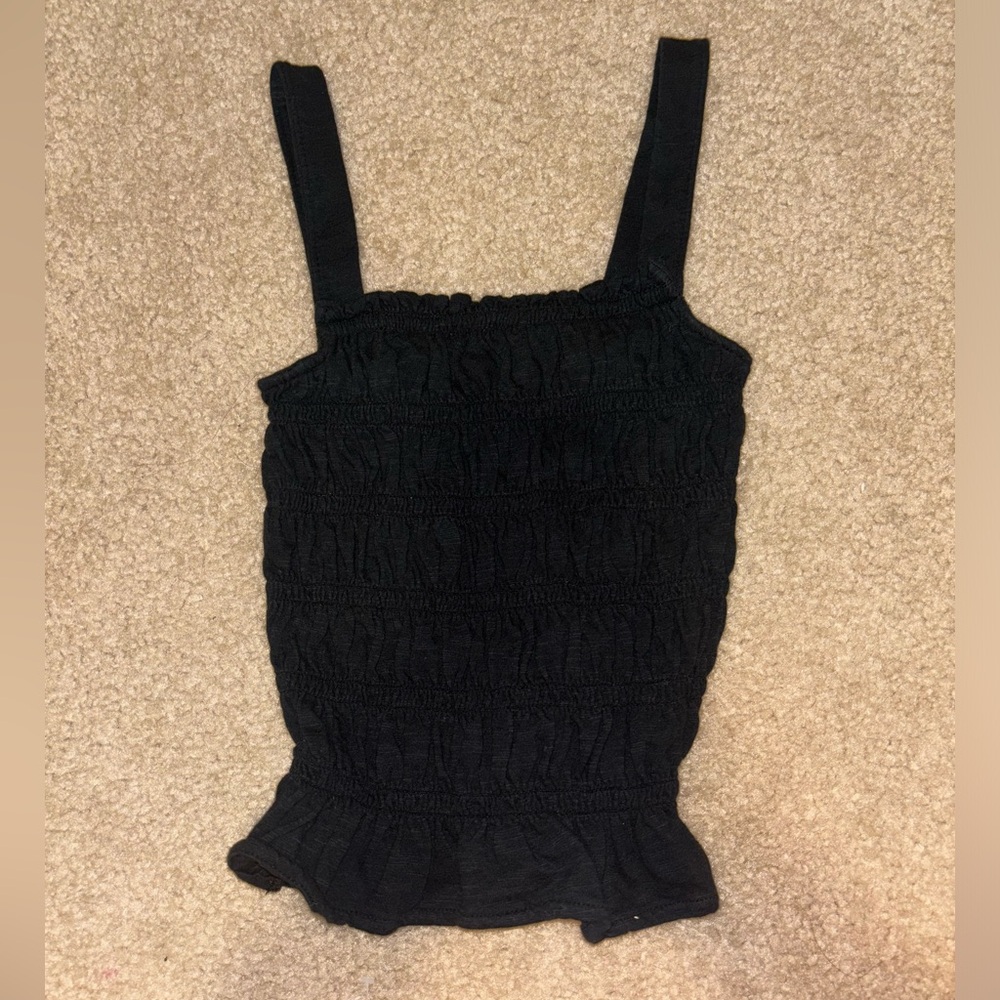 black ruffle tank top